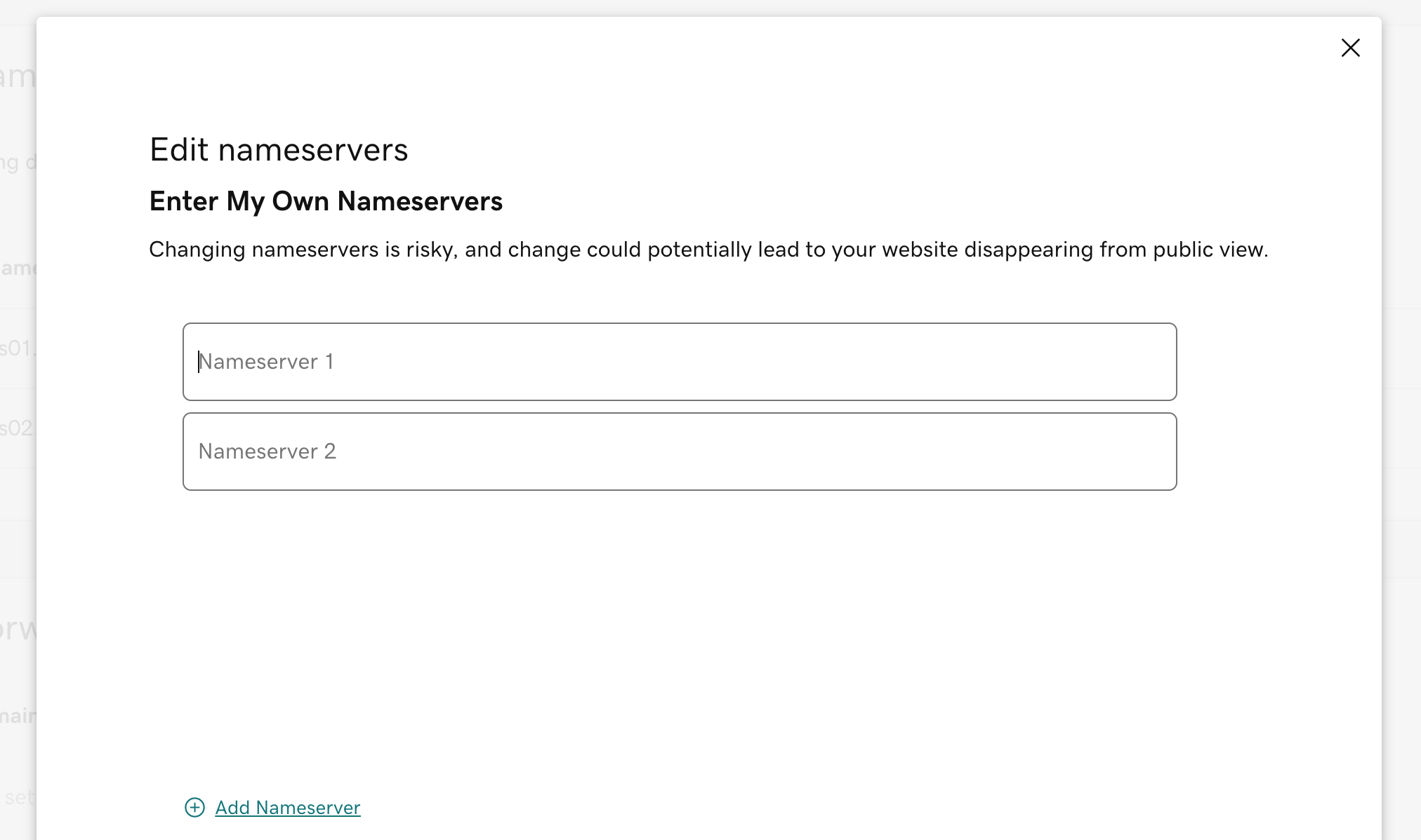Enter nameservers